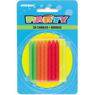 Neon Birthday Candles, 20pk