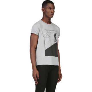 Saint Laurent Heathered Grey Graphic T Shirt