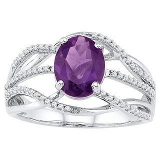 20 C.T. T.W. White Diamond and Amethyst Fashion Ring in 10K White