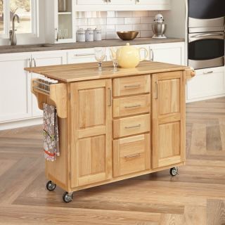 Home Styles Breakfast Bar Kitchen Cart with Natural Wood Top