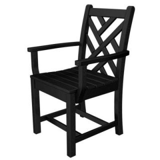 POLYWOOD Chippendale Black Patio Dining Arm Chair CDD200BL