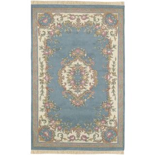 Hand knotted Alfonsino Blue New Zealand Wool Rug (53 x 83)