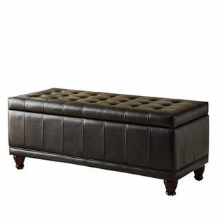 Oxford Creek  Haslett Lift Top Faux Leather Tufted Storage Bench