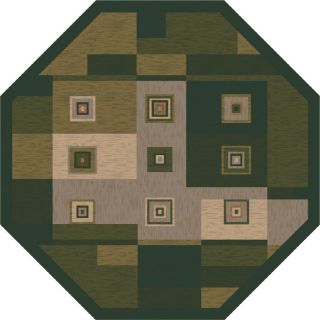 Milliken Bloques Octagonal Green Geometric Tufted Area Rug (Common 8 ft x 8 ft; Actual 7.58 ft x 7.58 ft)