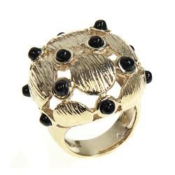 Adee Waiss 18k Gold Overlay Black Agate Globe Ring   13849497