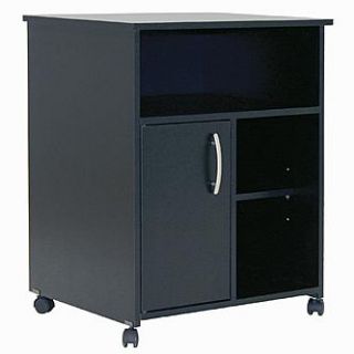 South Shore Fiesta Microwave Cart with Storage on Wheels, Pure Black