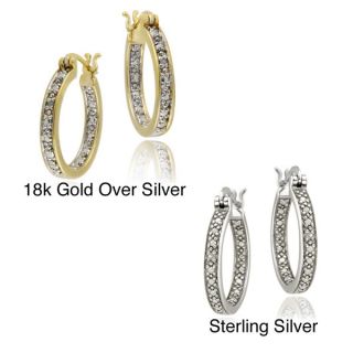 DB Designs 18k Gold over Silver Diamond Accent Hoop Earrings