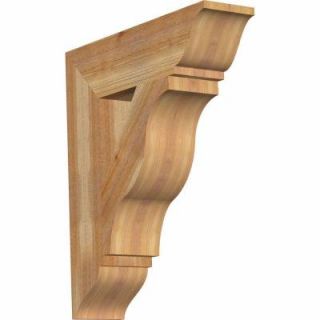 Ekena Millwork 6 in. x 28 in. x 24 in. Western Red Cedar Funston Traditional Rough Sawn Bracket BKT06X24X28FST01RWR