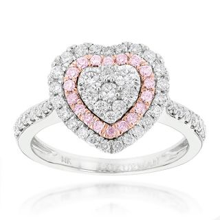 Luxurman 14k White Gold 1ct TDW Pink Diamond Heart Ring (G H, VS1 VS2