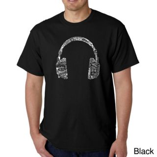 Los Angeles Pop Art Mens Music Language Headphones T shirt