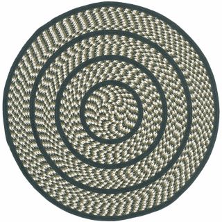 Safavieh Braided Ivory and Dark Green Round Indoor Braided Area Rug (Common 4 x 4; Actual 48 in W x 48 in L x 0.33 ft Dia)