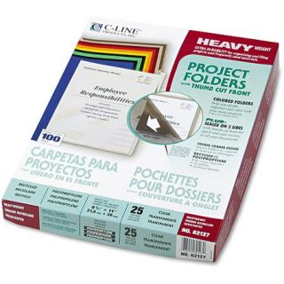 C Line Project Folders, Jacket, Letter, Poly, Clear, 25ct
