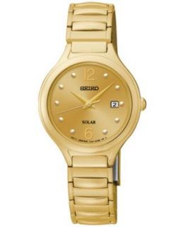 Seiko Womens Solar Gold Tone Stainless Steel Bracelet Watch 28mm