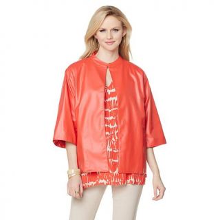 N Natori Faux Leather Belted Topper   7975724
