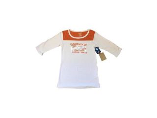 Texas Longhorns Blue 84 Women White Orange Shouldered Half Sleeve T Shirt (L)