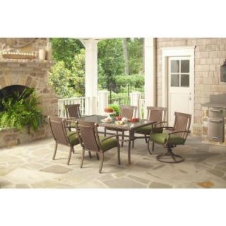 Hampton Bay Bloomfield Woven 7 Piece Patio Dining Set with Moss Cushions 151 039 7D V2