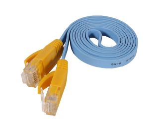 Fosmon Cat6 Network Ethernet Patch Flat Cable 25 Feet   Sky Blue