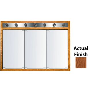 KraftMaid Traditional 47 in x 33 in Square Surface/Recessed Mirrored Wood Medicine Cabinet with Lights