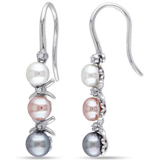 Miadora Sterling Silver Cultured Freshwater Pearl and Diamond Accent