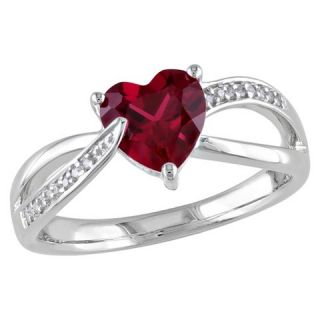 61 CT. T.W. Simulated Ruby and .051 CT. T.W. Diamond Pave Set Ring
