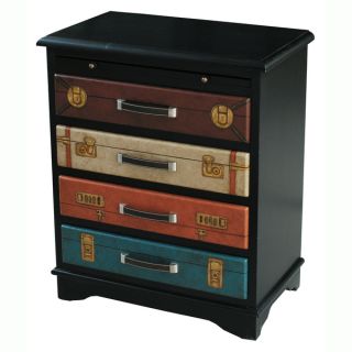 Hand Painted Distressed Black Finish Accent Hardwood/MDF Chest