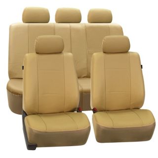 FH Group Deluxe Leatherette Beige Airbag Compatible Seat Covers (Full