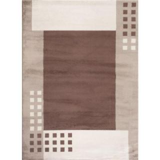 World Rug Gallery Contemporary Modern Boxes Design Cream 3 ft. 3 in. x 5 ft. Indoor Area Rug 313 Cream 3'3"X5'