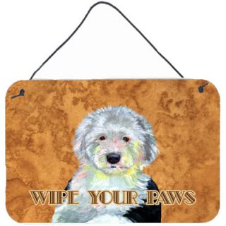 Old English Sheepdog Wipe Your Paws Aluminum Hanging Painting Print