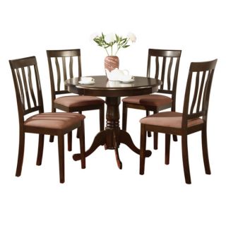 Saddle Brown Round Table Plus 4 Dinette Chairs 5 piece Dining Set