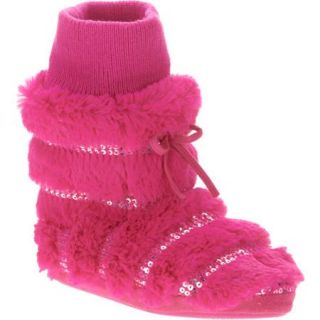 Women's Faux Fur and Sequin Striped Slipper Boot with Rope Ties
