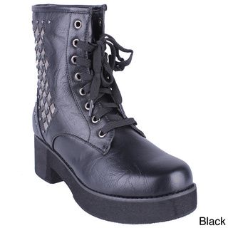 Womens Era 12 Thick Sole Studded Combat Boots