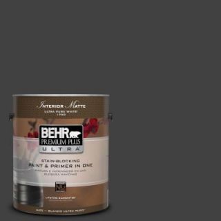 BEHR Premium Plus Ultra 1 gal. #BNC 38 Spade Black Matte Interior Paint 175301