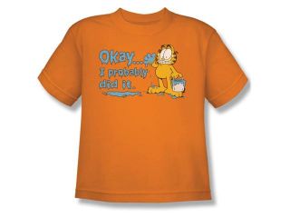 Garfield Boys' I Probably Did It Youth T shirt Youth Large Orange