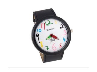Number Dial Lovely Pencil Hands Women Analog Watch with Faux Leather for Women