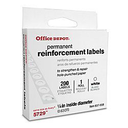 Brand Permanent Self Adhesive Reinforcement Labels 14 Diameter White Pack Of 200
