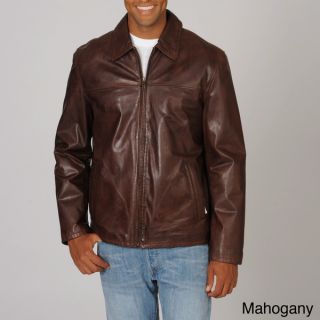 Whet blu Mens Black Shirt Point Collar Leather Jacket   15568441