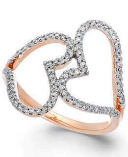 Diamond Double Heart Ring in 14k Rose Gold (1/3 ct. t.w.)   Rings