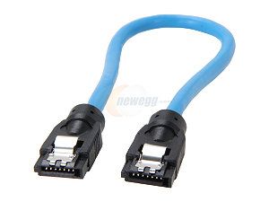 Rosewill RCAB 11044   10" Round Blue SATA III Cable with Locking Latch   Supports 6 Gbps, 3 Gbps, and 1.5 Gbps Transfer Rates