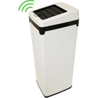 iTouchless Fully Automatic Sensor Touchless 14 Gallon Trash Can, White Steel