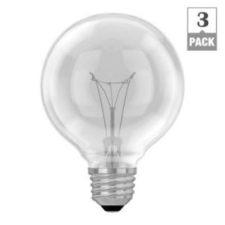 GE 40 Watt Incandescent G25 Globe Double Life Clear Light Bulb (3 Pack) 40G25C/2L TP3/6