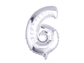 1Pcs Silver Number '6' Mylar Foil Balloon Spelling Word For Wedding Birthday Decor