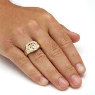 Palm Beach Jewelry Mens Sterling Silver Round Diamond Cross Ring