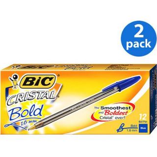 BIC Cristal Bold Ball Pen, Blue, 1 Dozen, 2 Pack