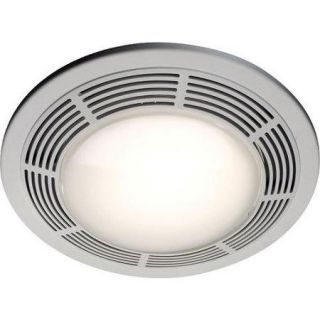 Broan Nutone Fan/Light, 100 CFM, 3.5 Sones, round white grille with glass lens