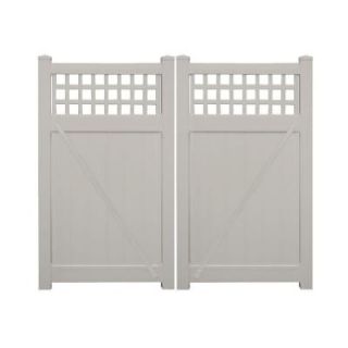 Weatherables Tacoma 7.4 ft. W x 6 ft. H Tan Vinyl Privacy Double Fence Gate GTPR SQLAT 6X44.5 2