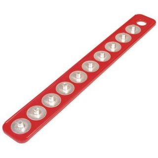 MagClip 1/2" Drive 1 7/8" x 16 5/8" Red Magnetic Socket Holder Strip & 10 Interchangeable Pegs