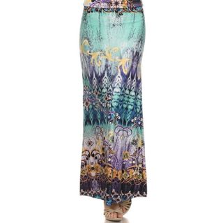 Womens Plus Size Multicolored Print Maxi Skirt   17684398  