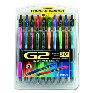 Pilot G2 Premium Retractable Assorted Gel Ink Pen (Pack of 20