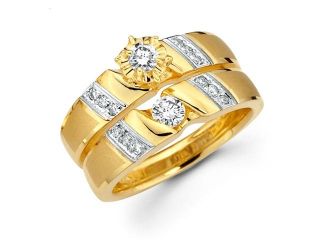 Diamond Engagement Rings Bridal Set 14k Multi Tone Gold Wedding .43 CT