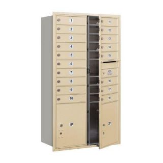 Salsbury Industries 55 in. 15 Door High Unit Sandstone Private Front Loading 4C Horizontal Mailbox with 18 MB1 Doors/2 PL5's 3715D 18SFP
